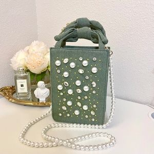 Lele Sadoughi Polly Denim Embellished Crossbody Bag